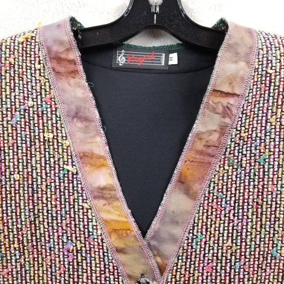 Vintage Jacket Women M Patchwork Colorful‎ Chenille Velvet Art to Wear Hippie - Picture 9 of 11